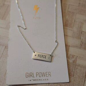 LC Lauren Conrad silver tone FIERCE necklace fashion jewelry n1